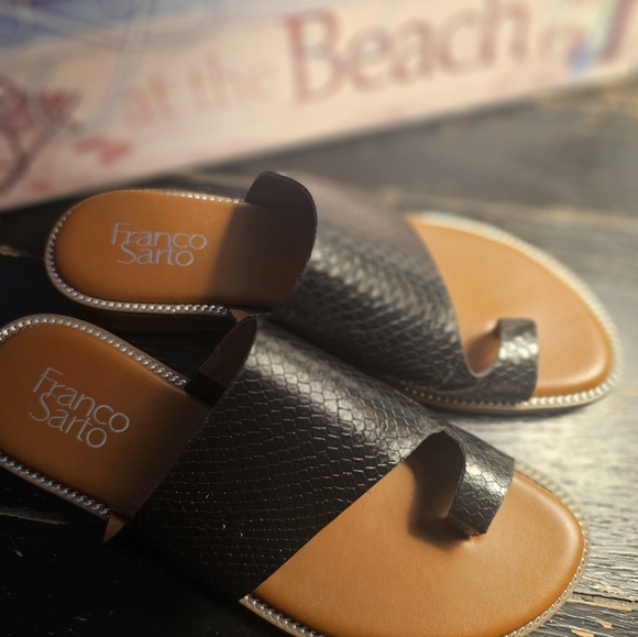 Black Leather Sandals Franco Sarto 7 M - Picture 5 of 7